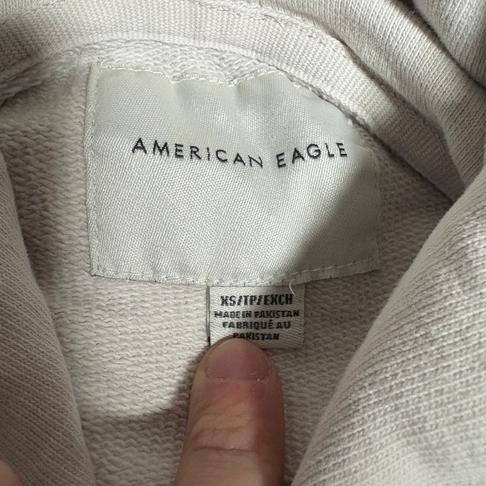 American Eagle Outfitters AE USA Hoodie Sweatshirt Pullover Fleece Beige XS - Picture 2 of 5